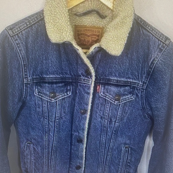 Levi's Jackets & Blazers - Levi's Blue Denim Jacket with Cream Sherpa Collar